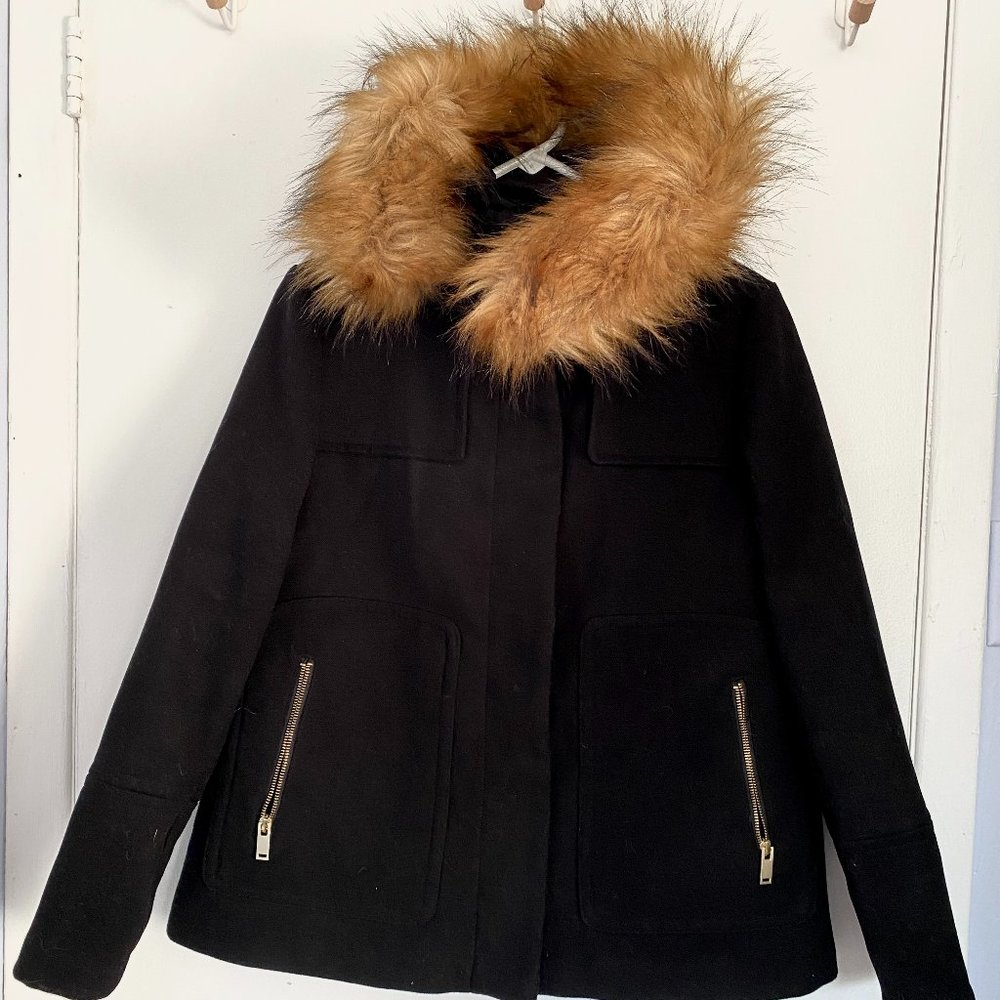 Zara Faux Fur Hooded Zip-Up Jacket